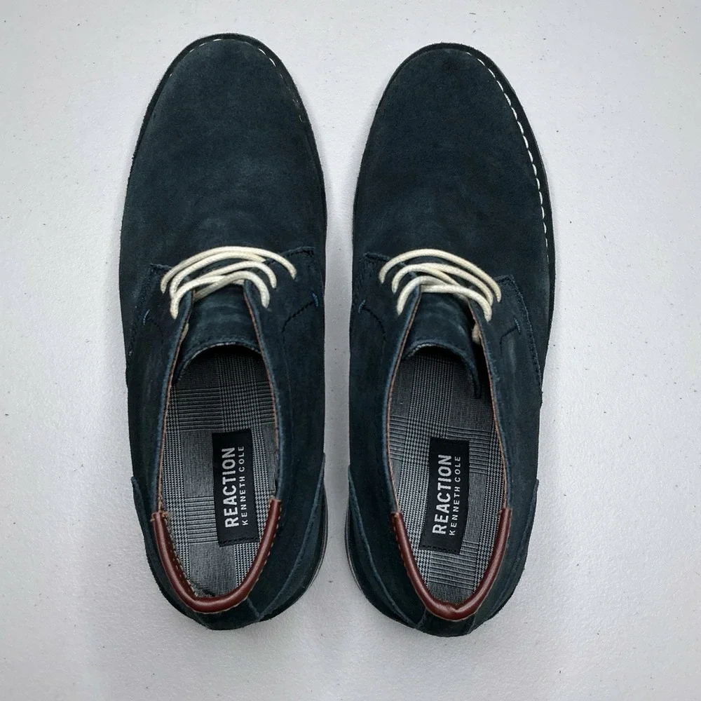 Kenneth Cole Reaction Shoes Men 10.5 Blue Suede Leather Chukka Lace Up